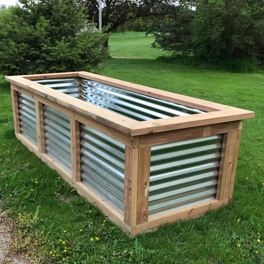 Galvanized Steel & Wood Garden Boxes